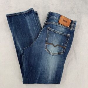 Hugo Boss‎ Orange Mens Distressed Straight Leg Jeans Medium Wash Blue Size 32*